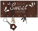 Arpita Crafts Butterfly Design Home Sweet Home Wood Key Holder  (7 Hooks, Brown)