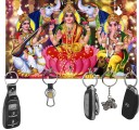 DivineCrafts laxmi Ganesh Saraswati Wood Key Holder  (7 Hooks)
