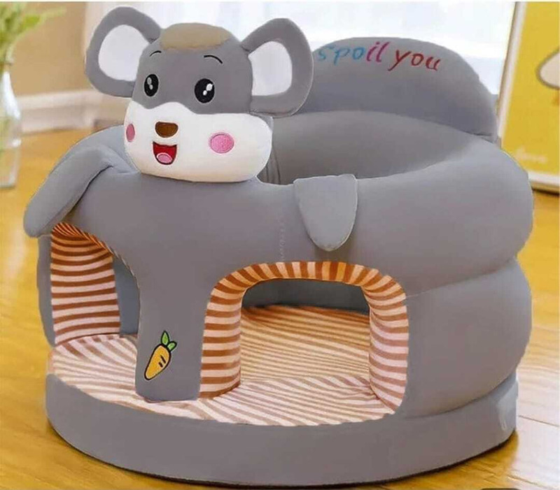 #FloatingDreams - Plush Baby Sofa Seat or Rocking Chair for Kids | Training Seat (0-2 Years) Fabric Sofa (Finish Color - Mouse Grey, Pre-assembled)