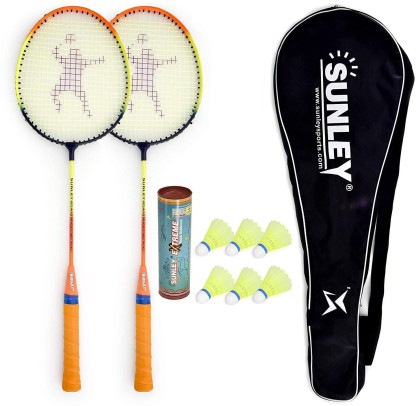 SUNLEY Swag Wide Body Badminton Combo Set of 2 Piece Racquet 6 Piece Plastic Shuttle with 1 Piece Attractive Cover Badminton Kit