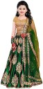 Girls Lehenga Choli Ethnic Wear Embroidered Lehenga, Choli and Dupatta Set  (Green, Pack of 1)
