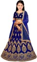 Girls Lehenga Choli Ethnic Wear Embroidered Lehenga, Choli and Dupatta Set  (Dark Blue, Pack of 1)