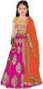 Girls Lehenga Choli Ethnic Wear Embroidered Lehenga, Choli and Dupatta Set  (Pink, Pack of 1)