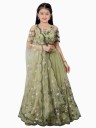 Girls Lehenga Choli Ethnic Wear Embroidered Lehenga, Choli and Dupatta Set  (Green, Pack of 1)