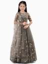 Girls Lehenga Choli Ethnic Wear Embroidered Lehenga, Choli and Dupatta Set  (Grey, Pack of 1)