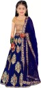 Girls Lehenga Choli Ethnic Wear Embroidered Lehenga, Choli and Dupatta Set  (Blue, Pack of 1)