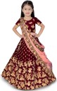 Girls Lehenga Choli Ethnic Wear Embroidered Lehenga, Choli and Dupatta Set  (Red, Pack of 1)