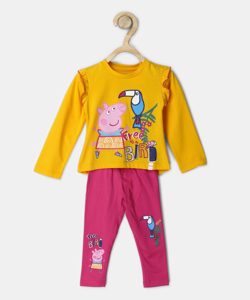 Girls Peppa Pig Casual Top Legging  (Multicolor)