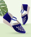 Slip-on Wedges For Girls  (Blue)