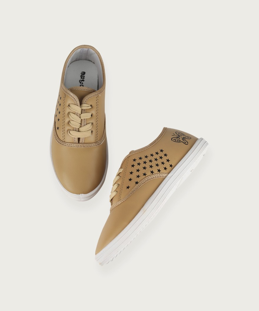 Lace Sneakers For Girls  (Tan)