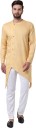 Men Solid Viscose Rayon, Cotton Rayon Straight Kurta  (Beige)