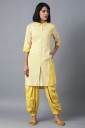 Women Striped Viscose Rayon Straight Kurta  (Yellow)