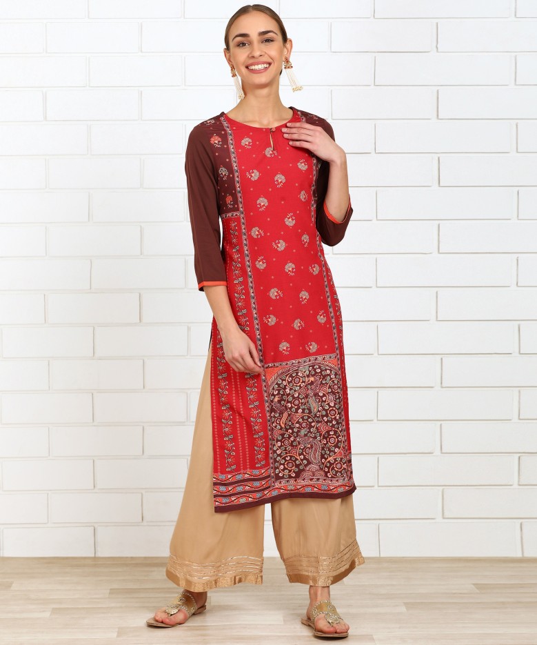 Printed Women Straight Kurta  (Multicolor)