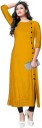 Women Solid Viscose Rayon Straight Kurta  (Yellow)
