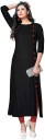 Women Solid Viscose Rayon Straight Kurta  (Black)