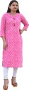 Women Leheriya Rayon Straight Kurta  (Pink)