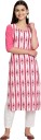 Women Printed Crepe Straight Kurta  (Pink)