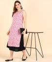 Women Printed Viscose Rayon Straight Kurta  (Pink)