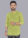 Men Solid Pure Cotton Straight Kurta  (Green)