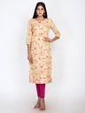 Women Printed Crepe Straight Kurta  (Multicolor)