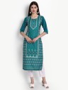 Women Printed Crepe Straight Kurta  (Light Green)