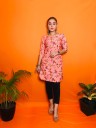 Women Floral Print Crepe Straight Kurta  (Pink)