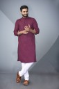 Men Striped Pure Cotton Straight Kurta  (Maroon)