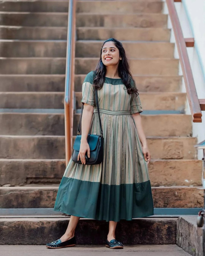 Women Printed Viscose Rayon Anarkali Kurta  (Green)