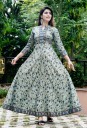 Women Printed Cotton Rayon Anarkali Kurta  (Grey)