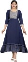 Women Self Design Viscose Rayon Anarkali Kurta  (Blue)