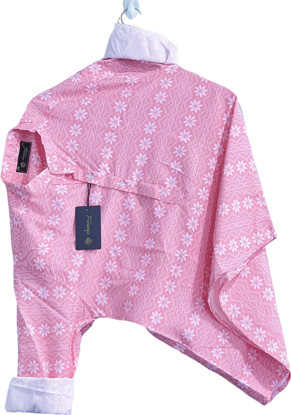Men Printed Cotton Blend Straight Kurta  (Pink)