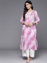 Women Printed, Embroidered Viscose Rayon Straight Kurta  (Pink)
