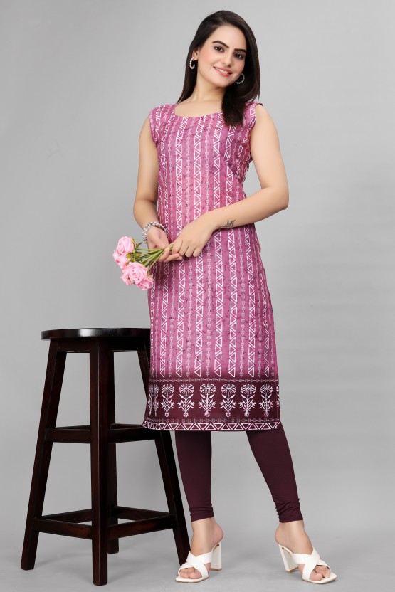 Women Geometric Print Cotton Blend Straight Kurta  (Light Blue)