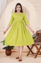 Women Printed Cotton Rayon Ethnic Dress  (Green)
