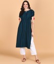 Women Solid Viscose Rayon Anarkali Kurta  (Dark Blue)