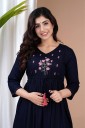 Women Embroidered Pure Cotton Anarkali Kurta  (Blue)