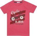 Boys Graphic Print Cotton Jersey T Shirt  (Pink, Pack of 1)