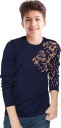 Boys Printed Cotton Blend T Shirt  (Dark Blue, Pack of 1)