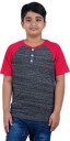 Boys Self Design Cotton Blend T Shirt  (Grey, Pack of 1)