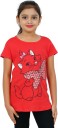 Girls Graphic Print Cotton Blend T Shirt  (Red, Pack of 1)