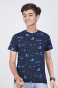 Boys Printed Pure Cotton T Shirt  (Black, Pack of 1)
