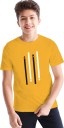 Boys Typography Cotton Blend T Shirt  (Yellow, Pack of 1)