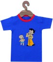 Boys Graphic Print Cotton Blend T Shirt  (Blue, Pack of 1)
