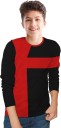 Boys Colorblock Cotton Blend T Shirt  (Black, Pack of 1)