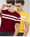 Boys Striped Cotton Blend T Shirt  (Multicolor, Pack of 2)