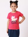 Girls Typography Pure Cotton T Shirt  (Pink, Pack of 1)