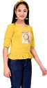Girls Party Chiffon Top  (Yellow, Pack of 1)