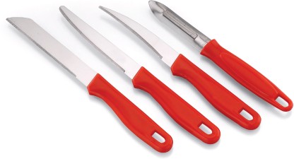 KVG K0711 Stainless Steel Kitchen Knives and Peeler Red, Steel Kitchen Tool Set  (Red, Steel)