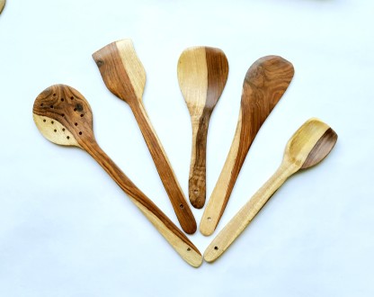 My Store Original Wooden Spatula ladles Beige, Brown Kitchen Tool Set  (Beige, Brown)