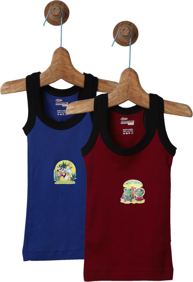Vest For Boys Cotton Blend  (Maroon, Pack of 2)